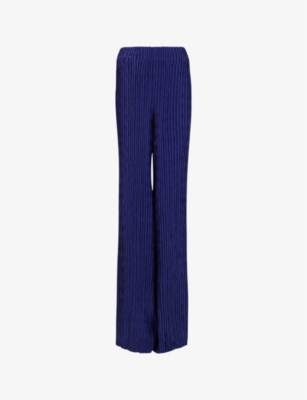 Leem Womens Purple Wide-leg High-rise Plisse Woven Trousers In Purple