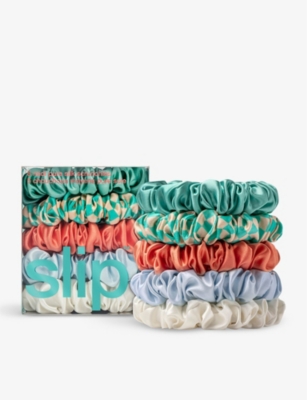 SLIP: Midi elasticated silk scrunchies pack of five