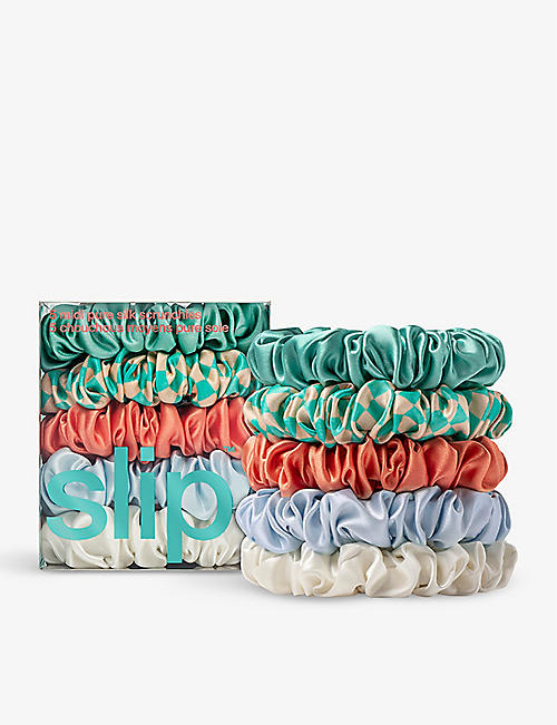 SLIP: Midi elasticated silk scrunchies pack of five