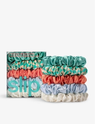 Slip Womens Midi Elasticated Silk Scrunchies Pack Of Five In Multi