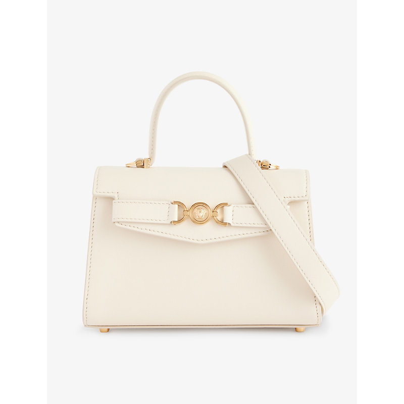 Versace Light Sand Gold  Medusa-embellished Small Leather Top-handle Bag