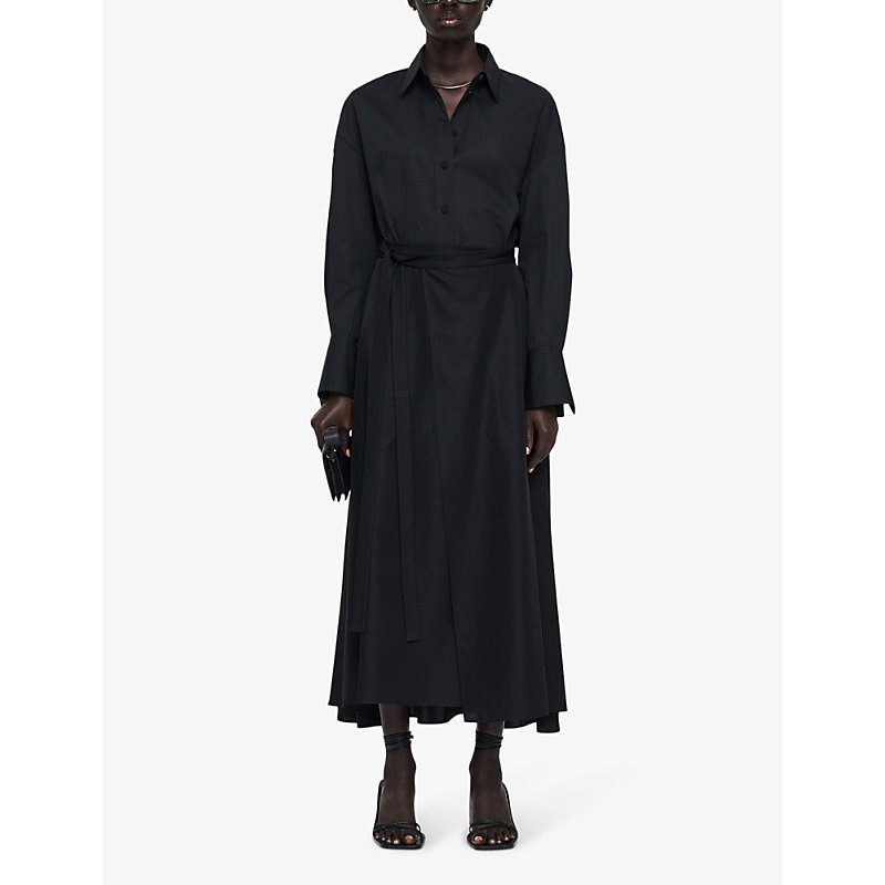 Shop Joseph Women's Black Alix Wrap-front Cotton Midi Skirt