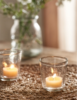 THE WHITE COMPANY: Jago small hammered-glass tealight holder 13cm