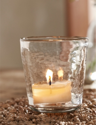 THE WHITE COMPANY: Jago small hammered-glass tealight holder 13cm