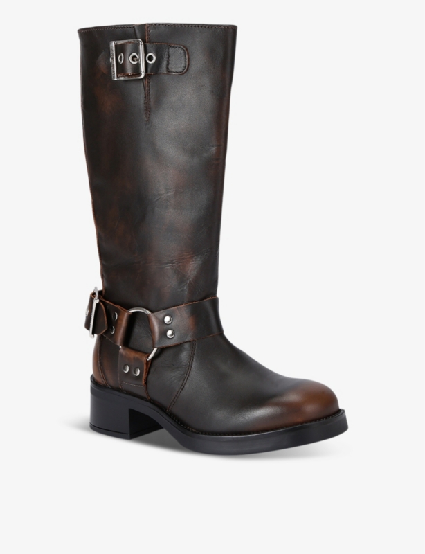 Beau buckle-embellished leather boots
