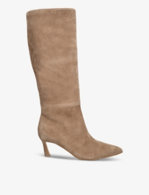 Steve Madden Womens Taupe Lavan Pull-on Heeled Suede Knee-high Boots In Taupe