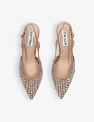 STEVE MADDEN: Legaci rhinestone-embellished heeled woven slingbacks