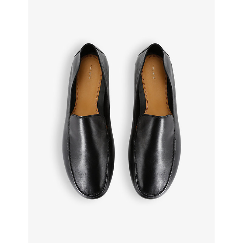 Shop The Row Womens Black Colette Slip-on Leather Loafers