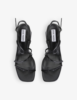 Steve Madden Womens Black Remmi Strappy Faux-leather Sandals In Black
