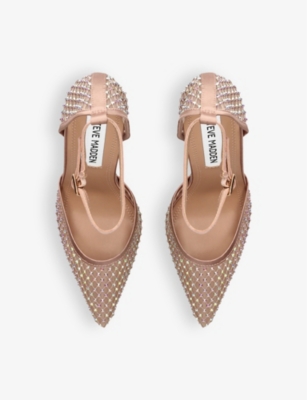 Steve Madden Womens Pale Pink Sparx M Charm-embellished Heeled Woven Courts In Pale Pink