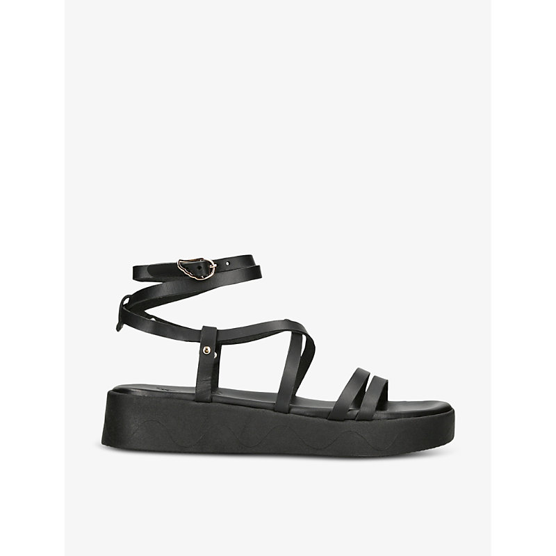 Shop Ancient Greek Sandals Aristea Platform Leather Sandals In Black