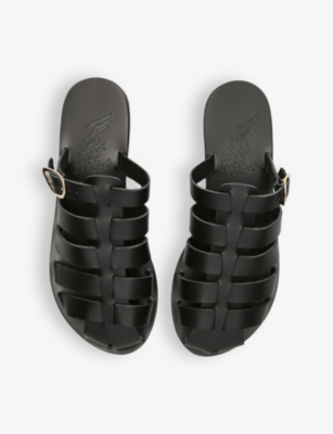 Shop Ancient Greek Sandals Women's Black Cosmia Leather Sandals