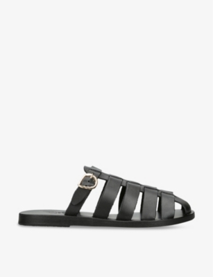 Shop Ancient Greek Sandals Women's Black Cosmia Leather Sandals