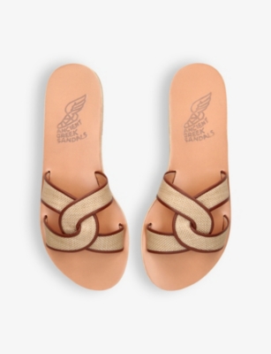 Shop Ancient Greek Sandals Desmos Leather Sandals In Beige Comb