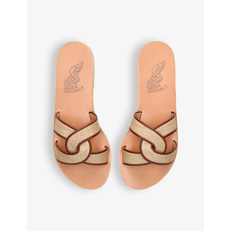 Shop Ancient Greek Sandals Desmos Leather Sandals In Beige Comb