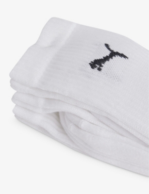 Shop Puma Branded Mid-calf Cotton-blend Pack Of Three Socks In White