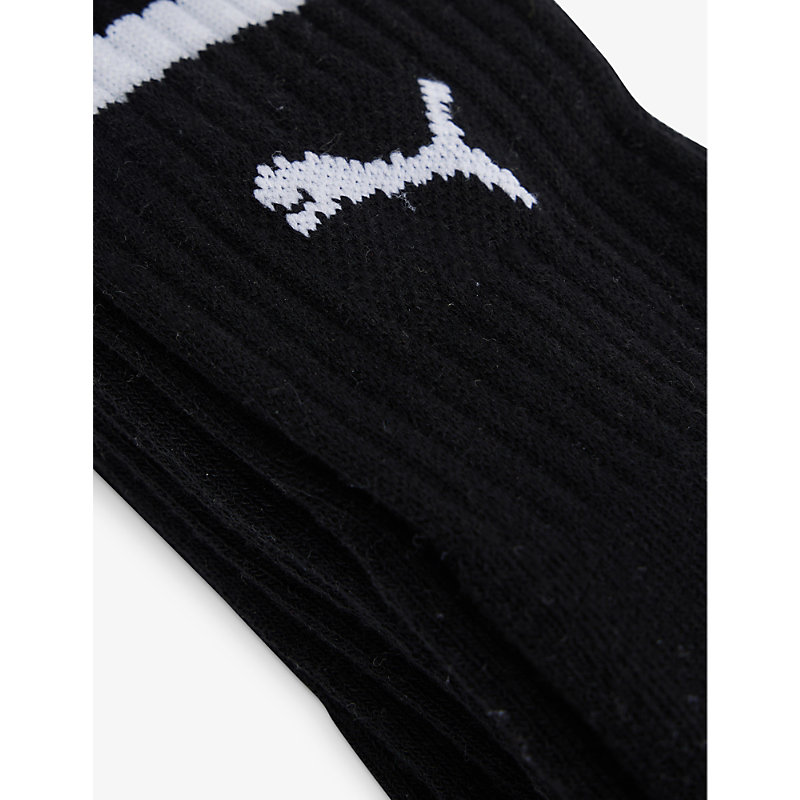 Shop Puma Men's Black Branded Mid-calf Pack Of Two Cotton-blend Socks