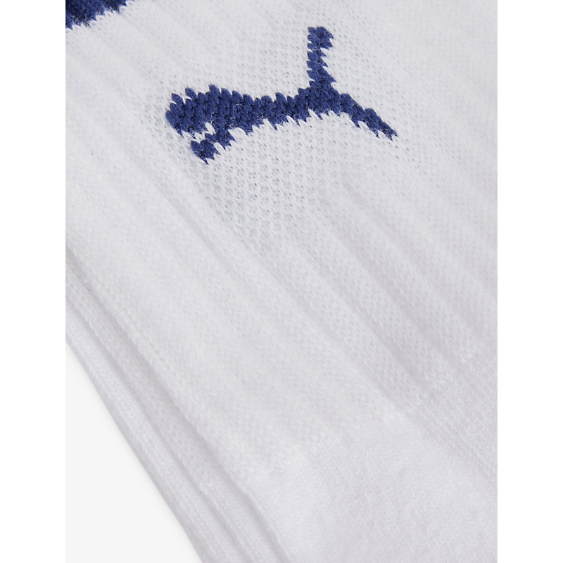 Shop Puma Men's White / Blue Branded Mid-calf Pack Of Two Cotton-blend Socks