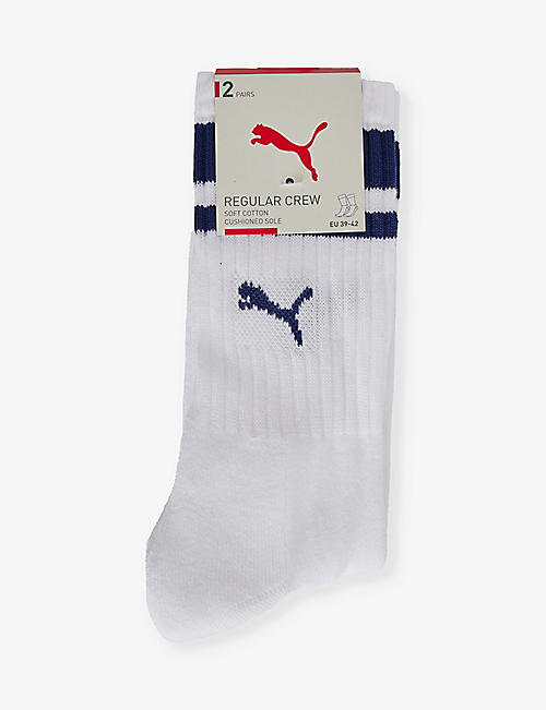 PUMA: Branded mid-calf pack of two cotton-blend socks