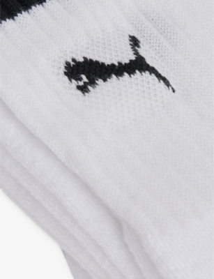 Shop Puma Men's White Branded Mid-calf Pack Of Two Cotton-blend Socks
