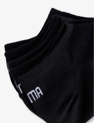 Shop Puma Men's Black Branded Ankle-length Pack Of Three Cotton-blend Socks
