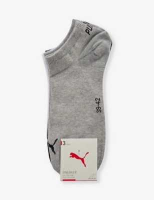 PUMA: Branded ankle-length pack of three cotton-blend socks