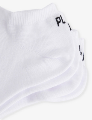 Puma Mens White Branded Ankle-length Pack Of Three Cotton-blend Socks In White