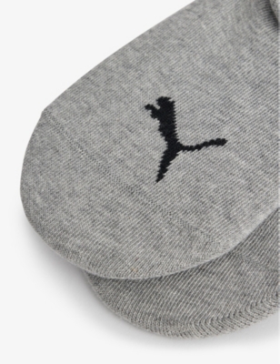 Shop Puma Men's Middle Grey Melange Branded High-cut Pack Of Two Cotton-blend Socks