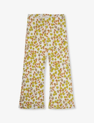 Mini Rodini Girls Multi Kids Flower-print Flared-leg Stretch-organic Cotton Trousers 1.5-9 Years