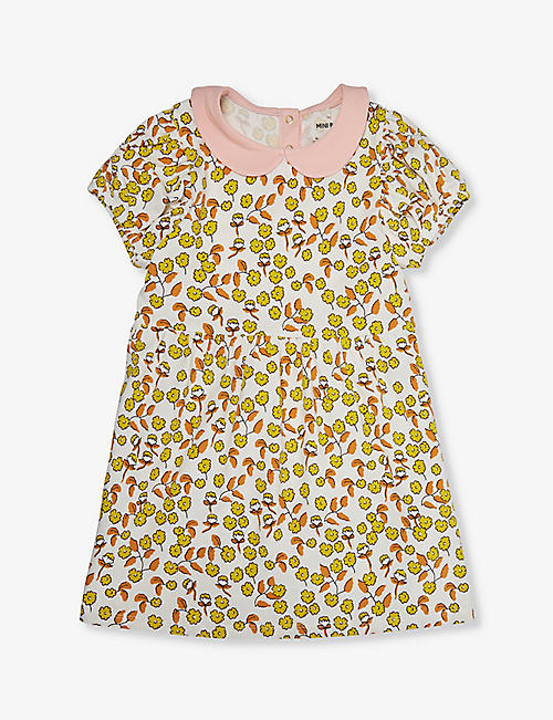 MINI RODINI: Flower-print short-sleeve stretch-organic cotton dress 1.5-9 years