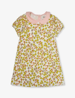 Mini Rodini Girls Multi Kids Flower-print Short-sleeve Stretch-organic Cotton Dress 1.5-9 Years