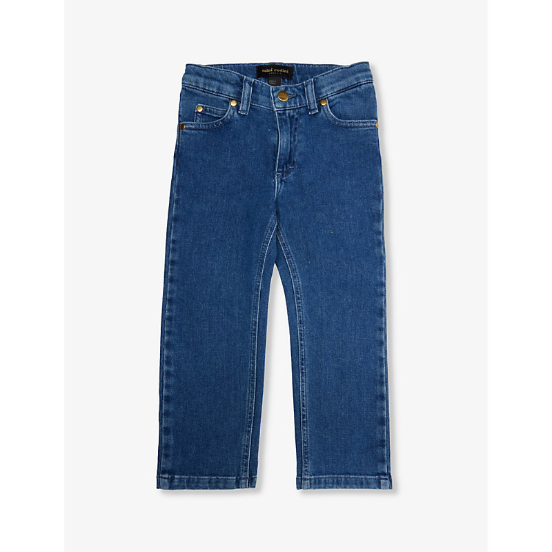 Mini Rodini Boys Blue Kids Brand-embroidered Straight-leg Stretch-denim Jeans 1.5-9 Years