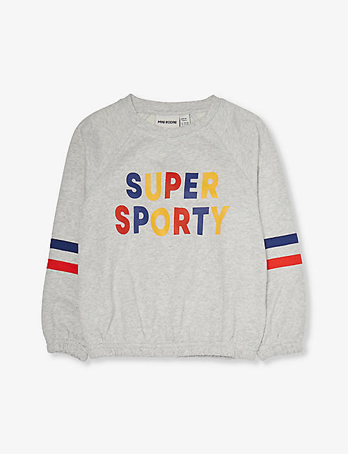 MINI RODINI: Super Sporty slogan-print organic-cotton sweatshirt 1.5-9 years