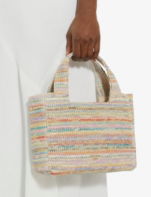 Shop Dune Women's Multi-pastel Raffia Drios Small Raffia Tote Bag