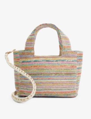 Shop Dune Women's Multi-pastel Raffia Drios Small Raffia Tote Bag