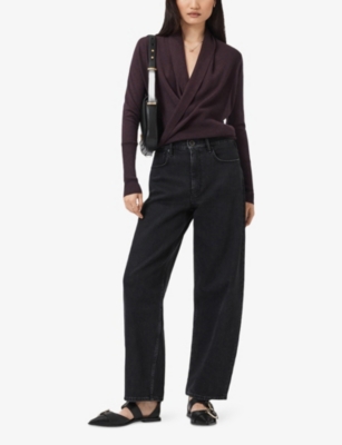 Allsaints Womens Oxblood Red Wasson Pirate Multi-wear Merino-wool Cardigan In Burgundy