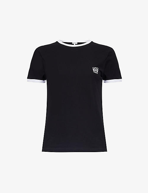 LOEWE: Anagram-embroidered contrast-edge cotton-jersey T-shirt