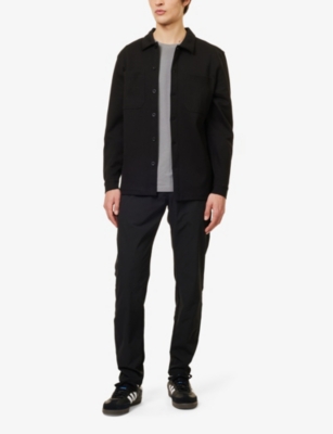 Shop Arne Men's Black Patch-pocket Buttoned-cuff Regular-fit Cotton-blend Overshirt