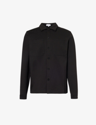 Arne Mens Black Patch-pocket Buttoned-cuff Regular-fit Cotton-blend Overshirt