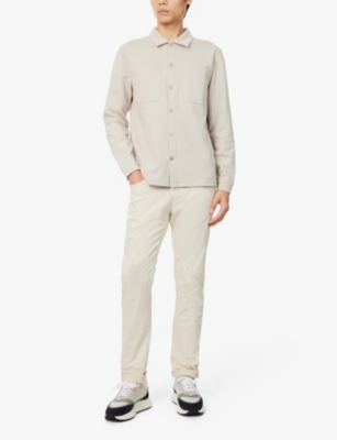 Arne Mens Stone Patch-pocket Buttoned-cuff Regular-fit Cotton-blend Overshirt In Stone