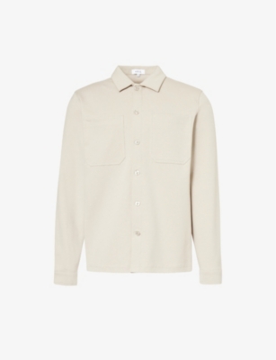 Arne Mens Stone Patch-pocket Buttoned-cuff Regular-fit Cotton-blend Overshirt
