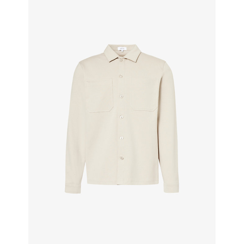 Arne Mens Stone Patch-pocket Buttoned-cuff Regular-fit Cotton-blend Overshirt