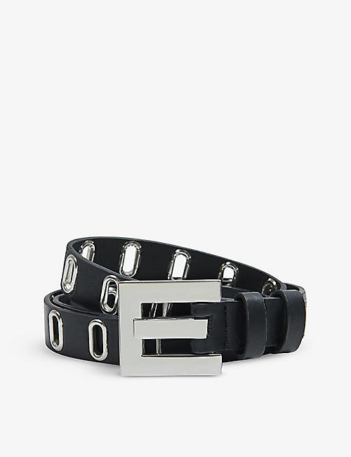 LEEM: Eyelet-embellished faux-leather belt