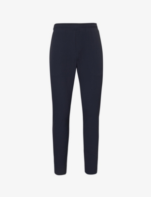Shop Arne Men's Vy Active Tech Elasticated-waistband Regular-fit Tapered-leg Stretch-woven Trousers In Navy
