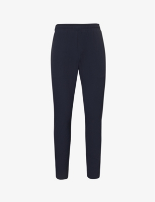 Shop Arne Mens Active Tech Elasticated-waistband Regular-fit Tapered-leg Stretch-woven Trousers Navy