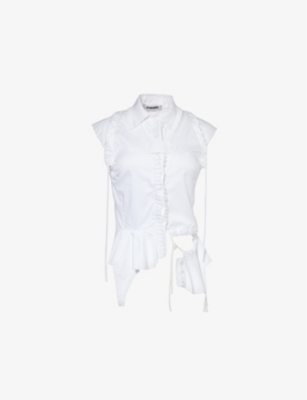OTTOLINGER: Drawstring-hem racerback cotton blouse