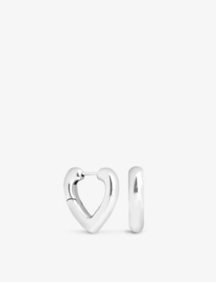 ASTRID & MIYU: Open Heart rhodium-plated sterling-silver hoops