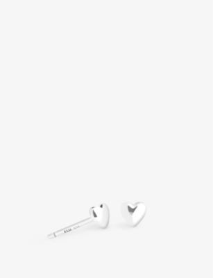 ASTRID & MIYU: Heart rhodium-plated sterling-silver stud earrings