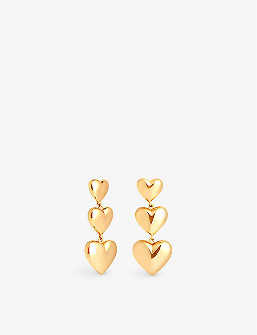 ASTRID & MIYU: Heart Drop 18ct yellow gold-plated sterling-silver drop earrings