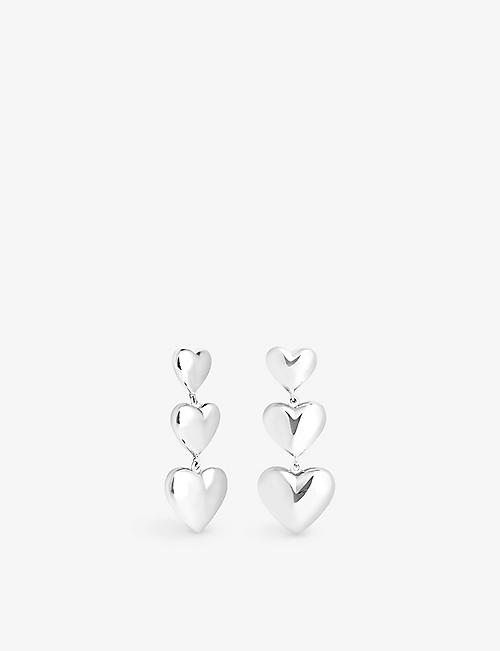 ASTRID & MIYU: Heart Drop rhodium-plated sterling-silver drop earrings